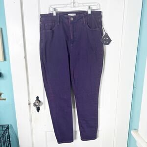 Ava & Viv High Rise Skinny Jeans Purple No Gap Waistband Size 14W Plus NEW Bold